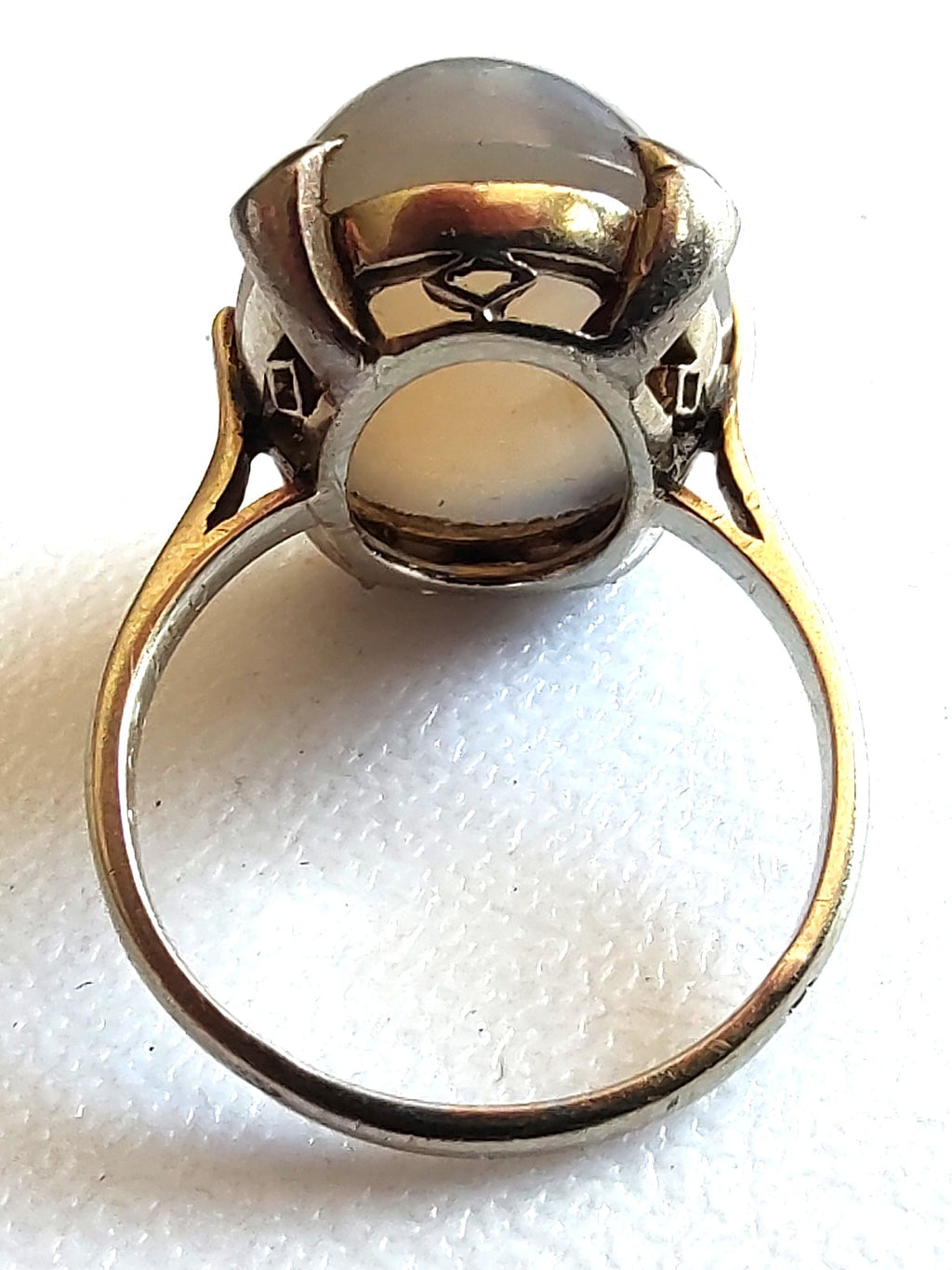 Vintage French 18K Gold Cabochon Ring – 6g Solid Gold Eagle Head – Size 5.5