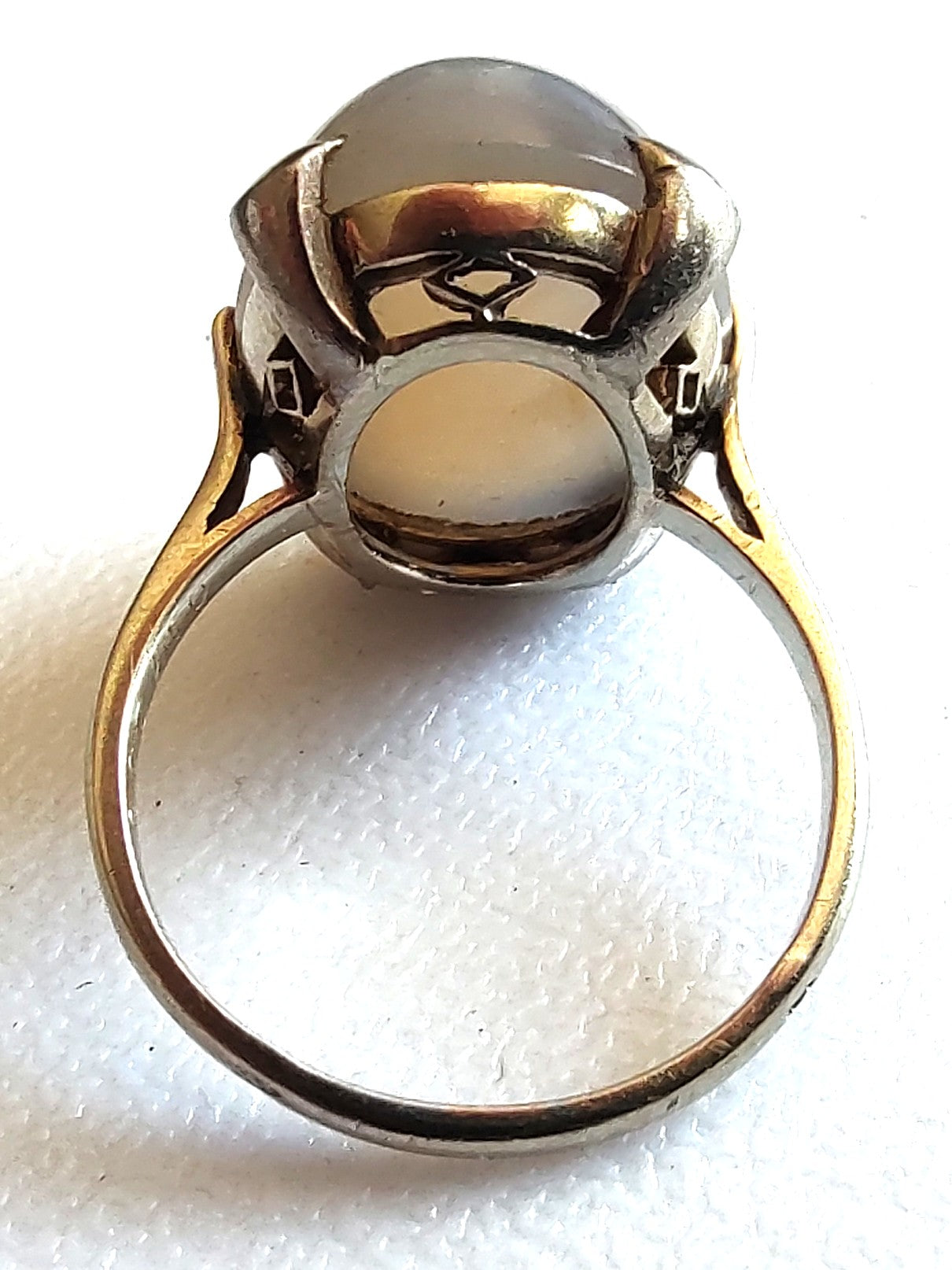 Vintage French 18K Gold Cabochon Ring – 6g Solid Gold Eagle Head – Size 5.5
