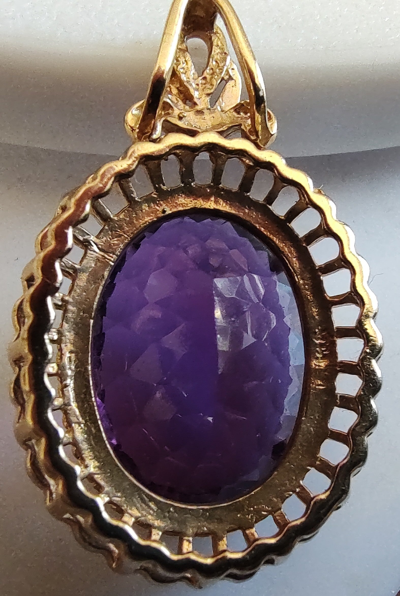 Heavy 14K Gold Amethyst Pendant 9g Large 15+ Ct Estate Statement Fine Jewelry