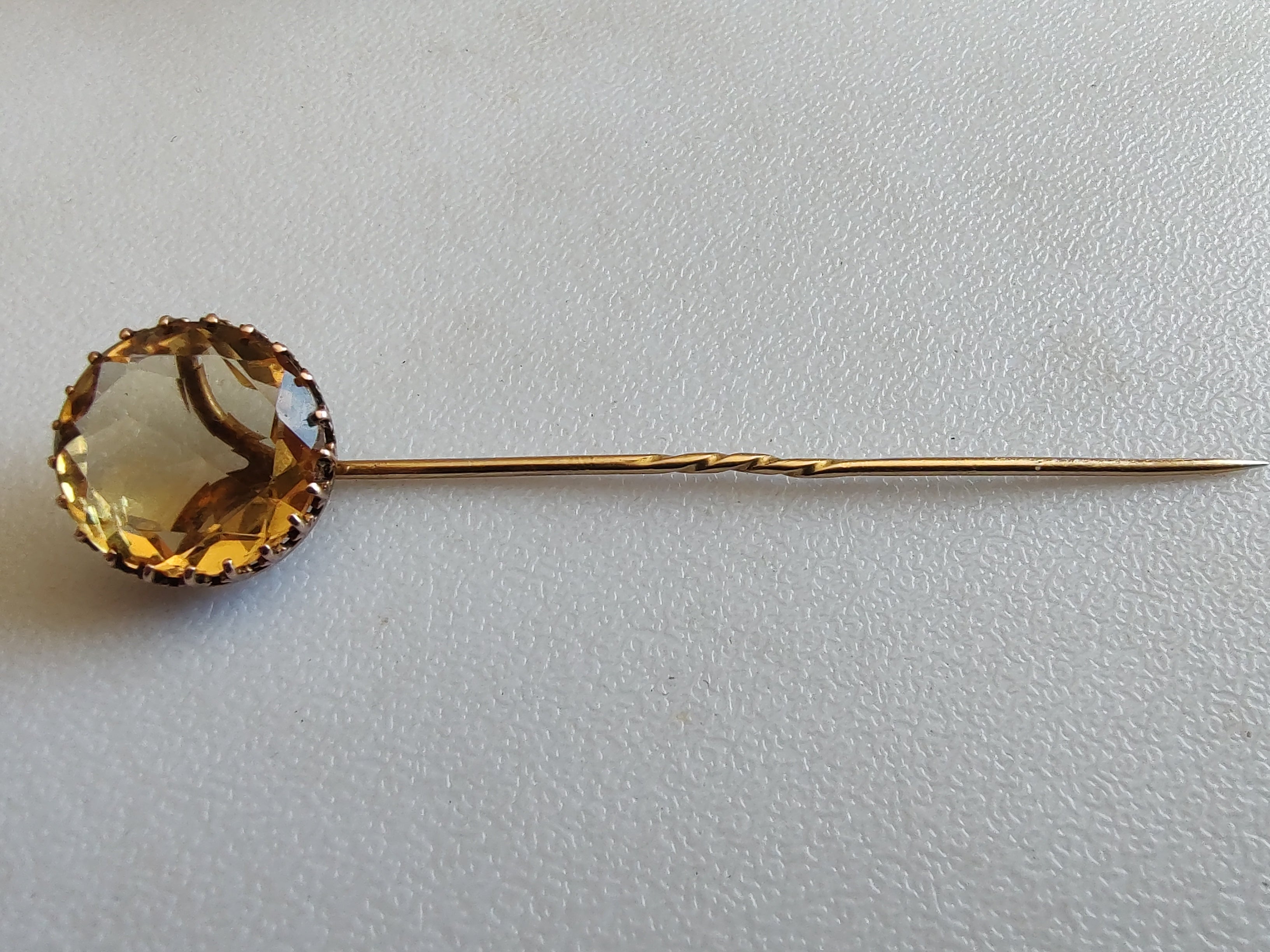 Large Antique Victorian 14K Gold Stick Pin 1/2” Faceted Estate Stone 4g