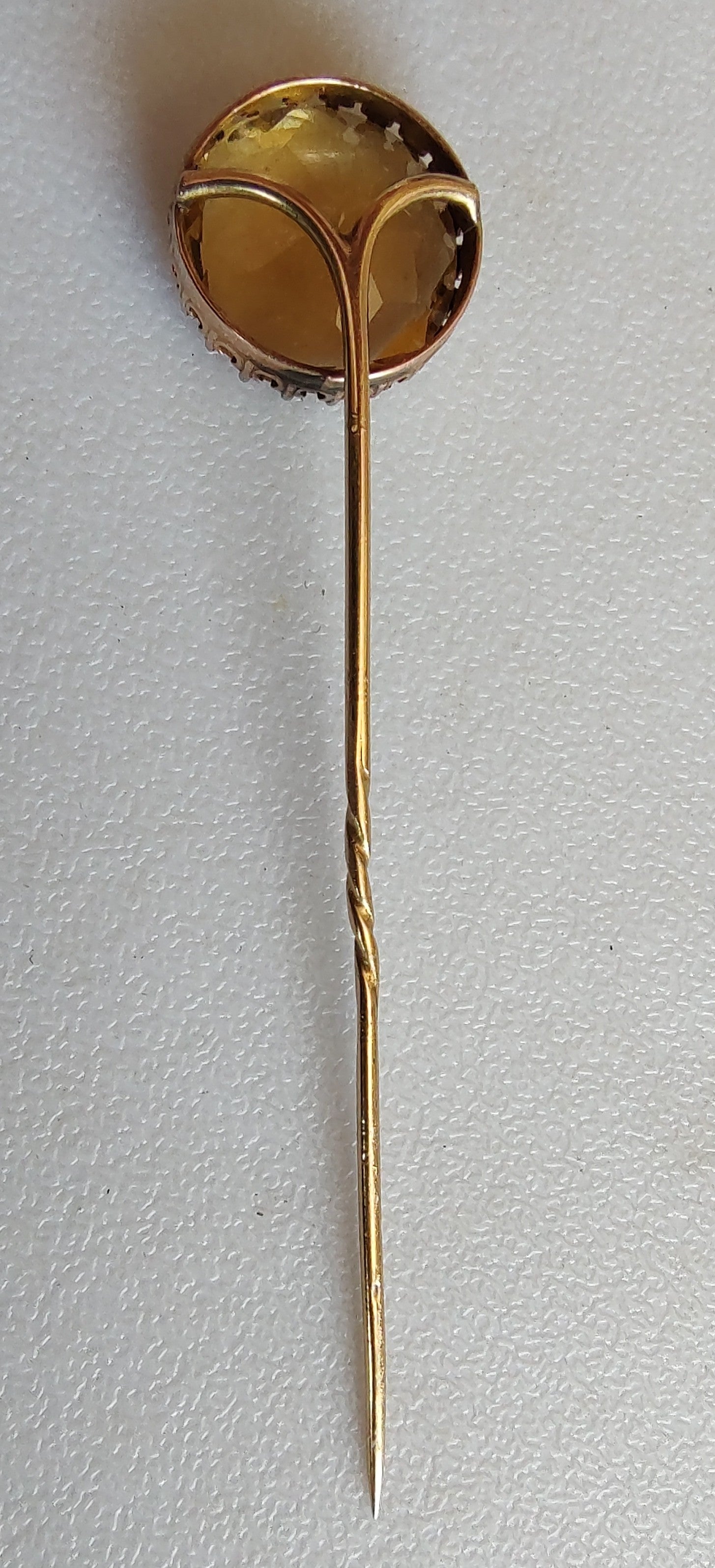 Large Antique Victorian 14K Gold Stick Pin 1/2” Faceted Estate Stone 4g