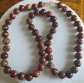 Estate Red Jasper Necklace 22” 85g Large Gemstone Beads 14K Gold Clasp Statement