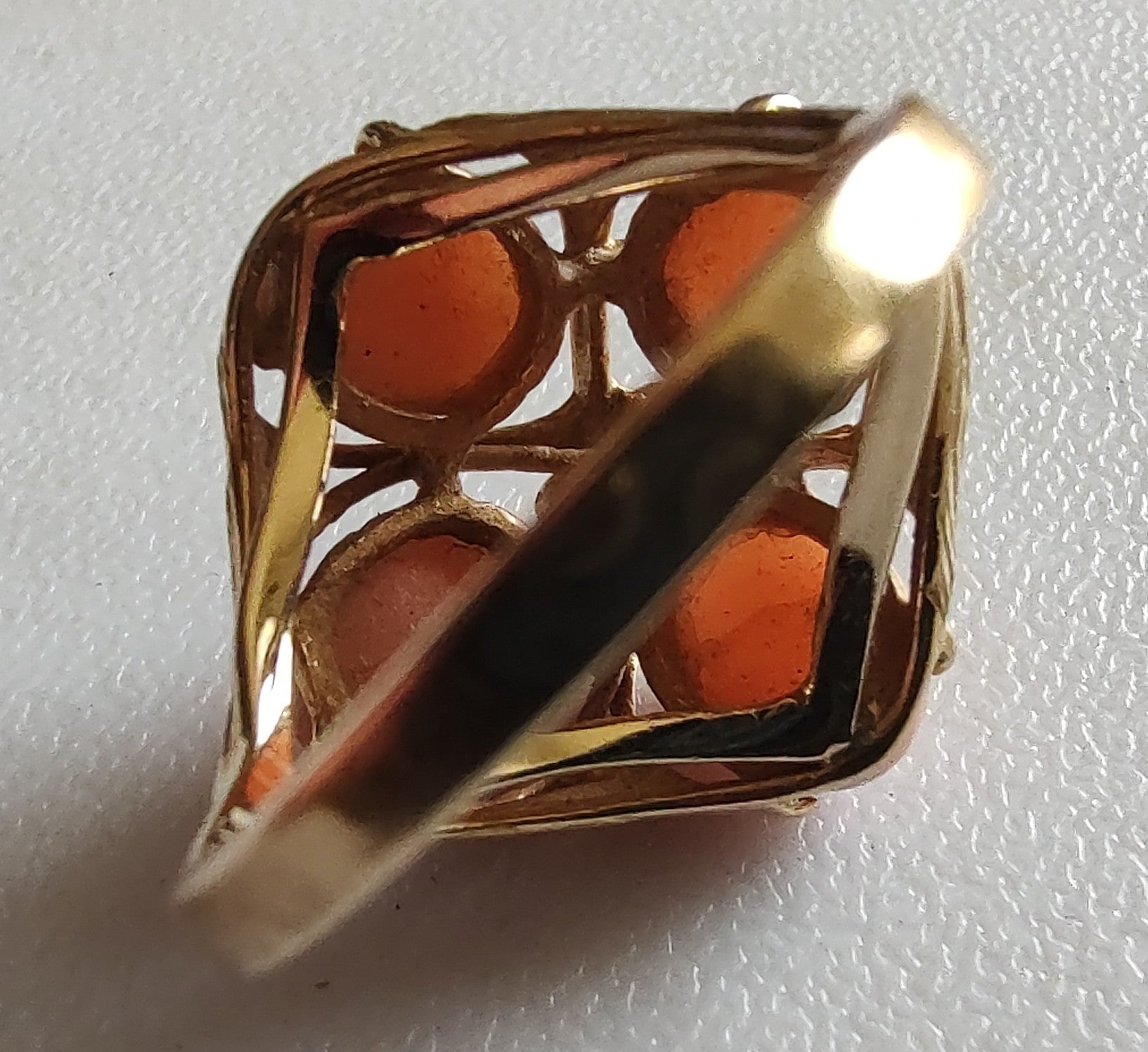 Vintage 14K Gold Angel Skin Coral Statement Ring Sculptural Mid Century Size 7.5