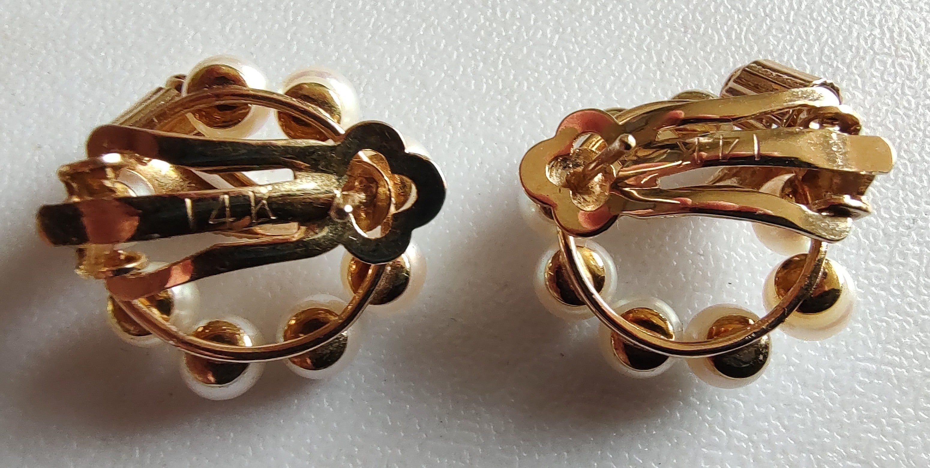 Heavy 14K Gold Pearl Cluster Earrings 9g Vintage Estate Mid Century Clip/Post