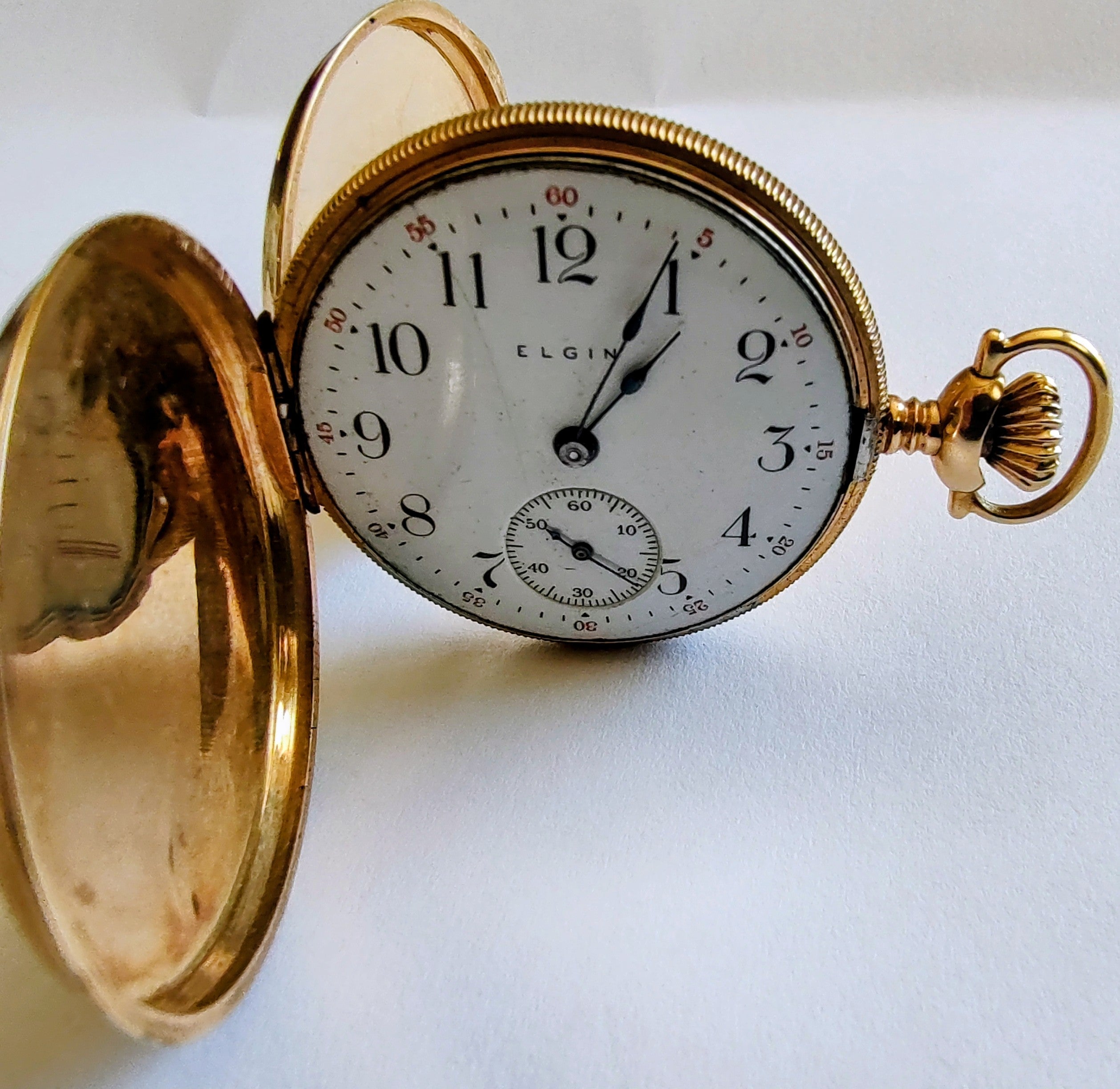 Antique 1908 Elgin Pocket Watch – 14K Gold U.S. Assay Hunting Case – Original Presentation Box
